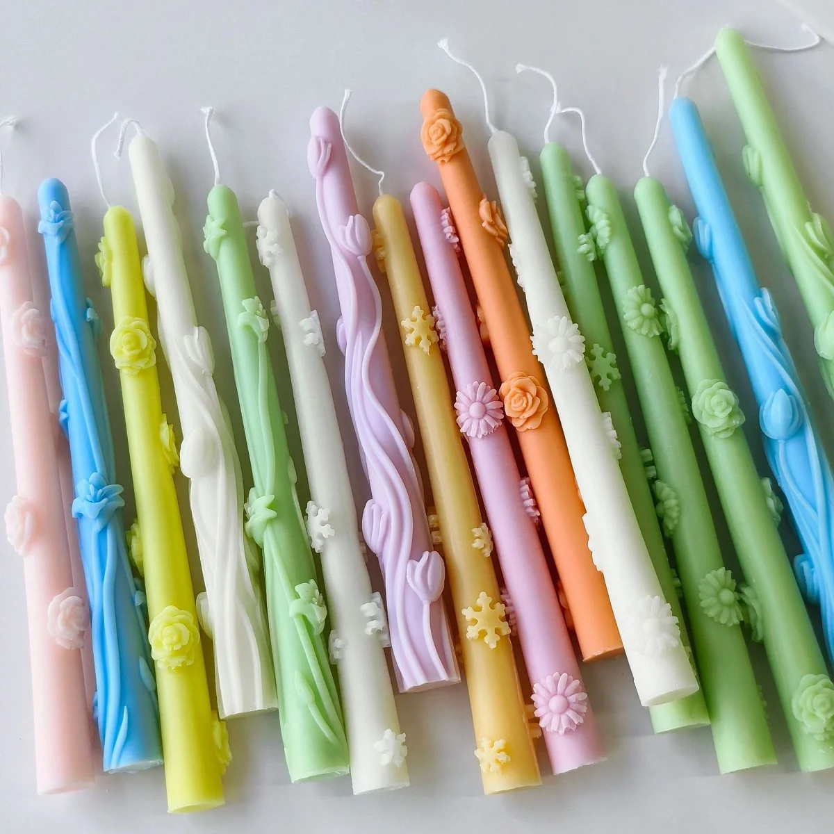 3D Flower Decoration Party Wedding Taper Candles for Table Centerpiece