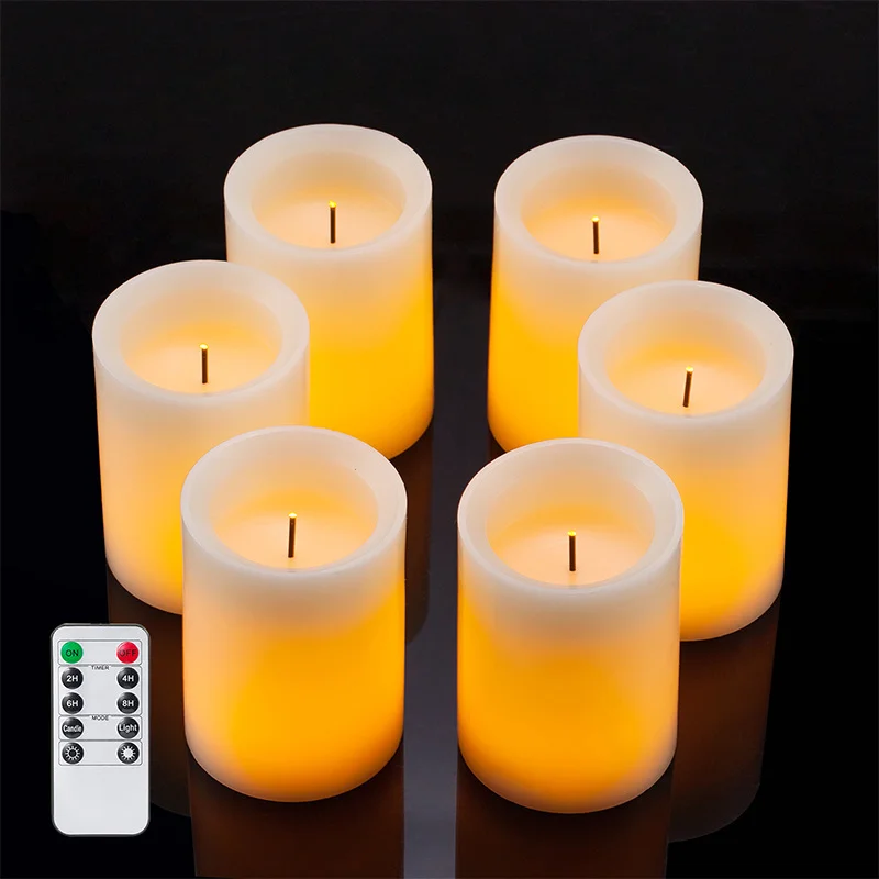 6PCS/Set LED flameless Candles with Remote Control for Proposal Ornaments