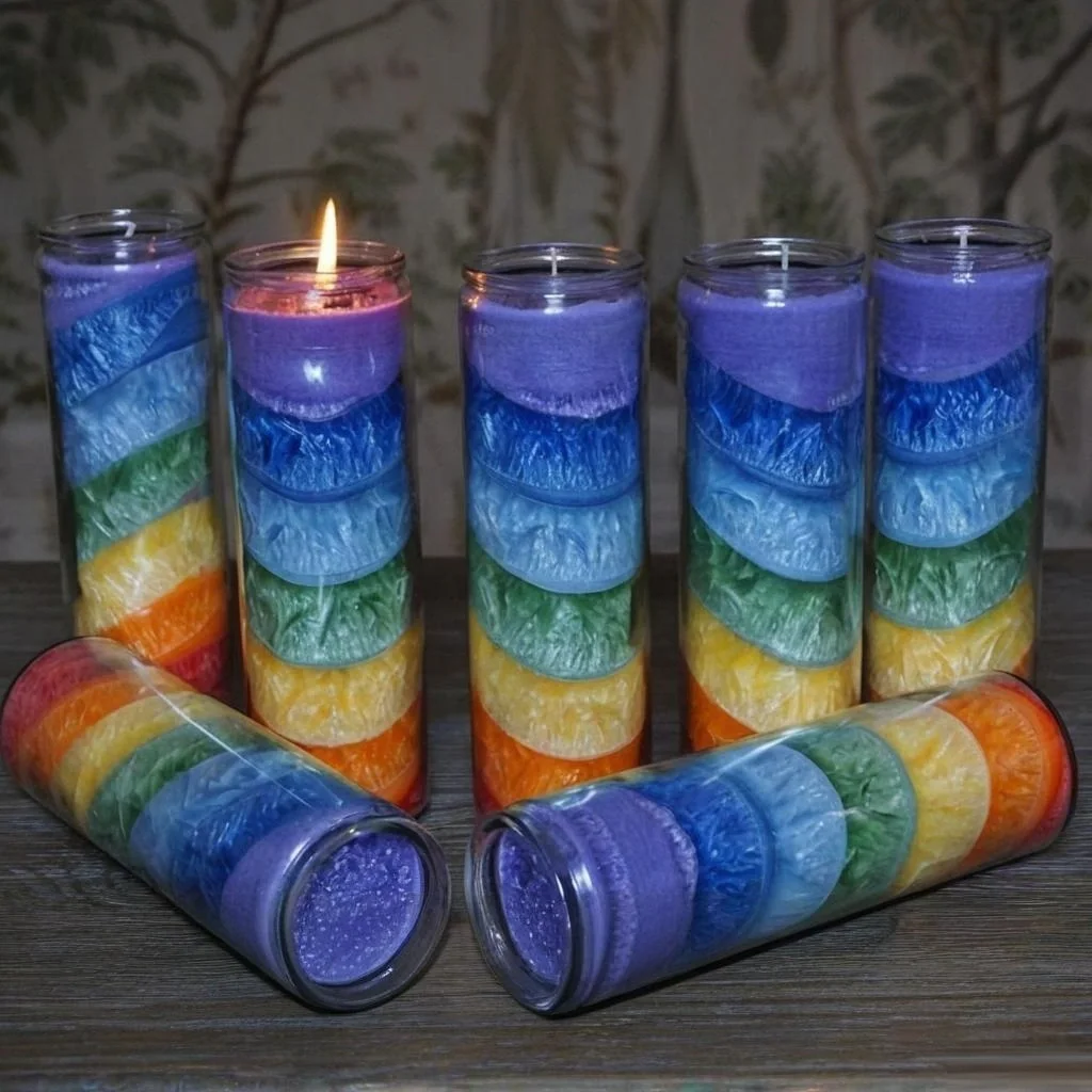 7 Day Spiritual Candles Wholesale – Chakra Rainbow Ice Flower Jar
