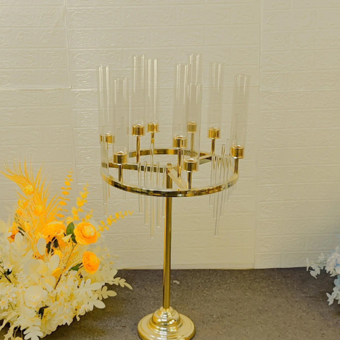 9arms Gold Candle Holder Metal Candelabras for Wedding Table Centerpieces