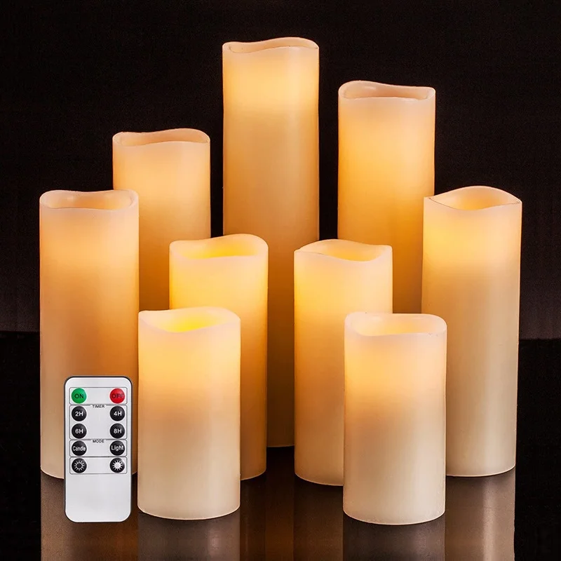 9pcs Set Remote Control LED Real Wax Flameless Candles for Concert