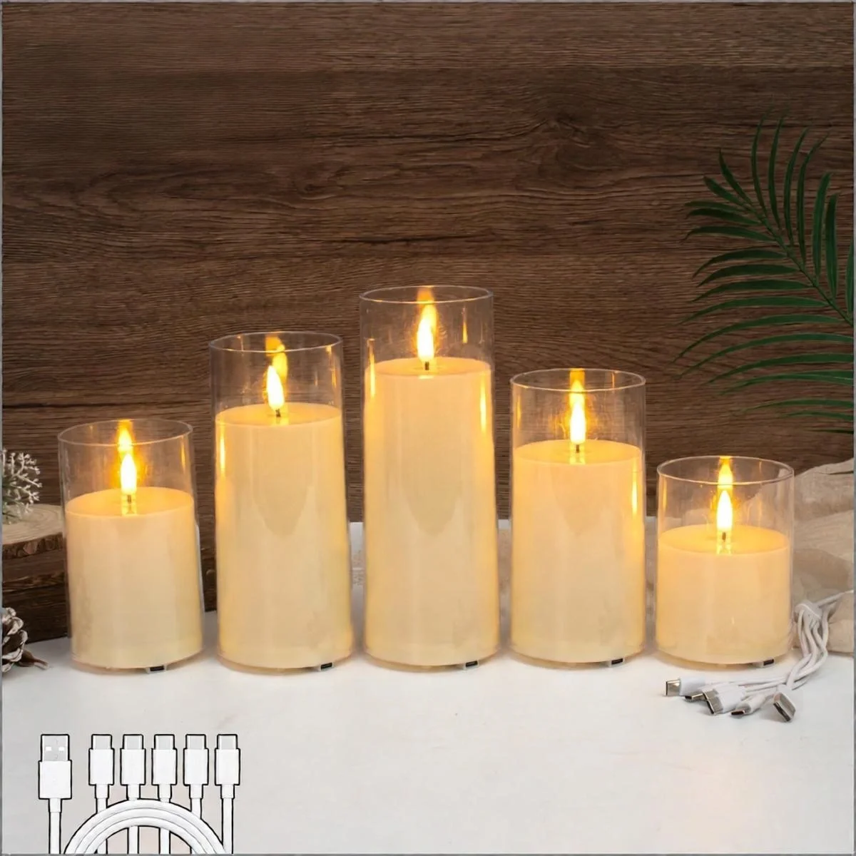 Acrylic Cup Fake Rechargeable LED Candles for United States