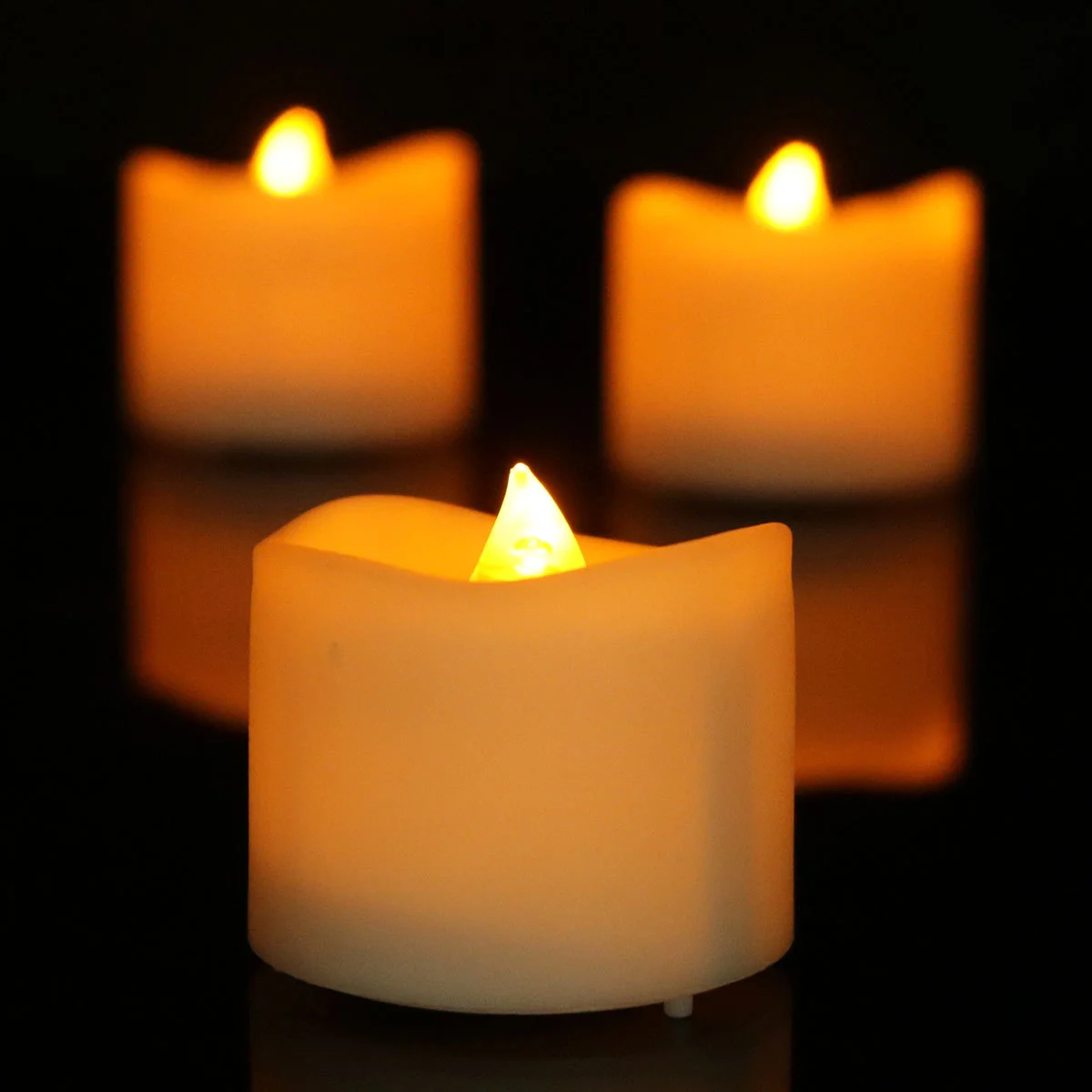 Battery Operated White Yellow Flicker Flameless Tealight Candles