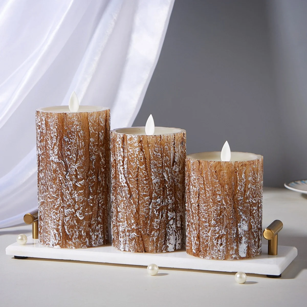 Birch and Pine Tree Unique Flameless Candles Wholesale for Event Decor