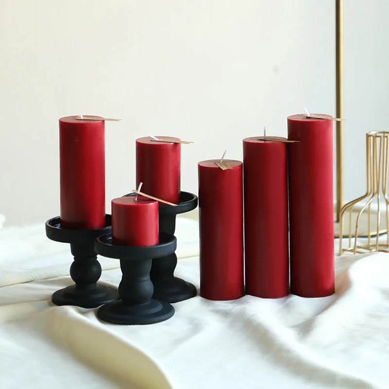Black Red Green Color Halloween Christmas Pillar Candles for Decor