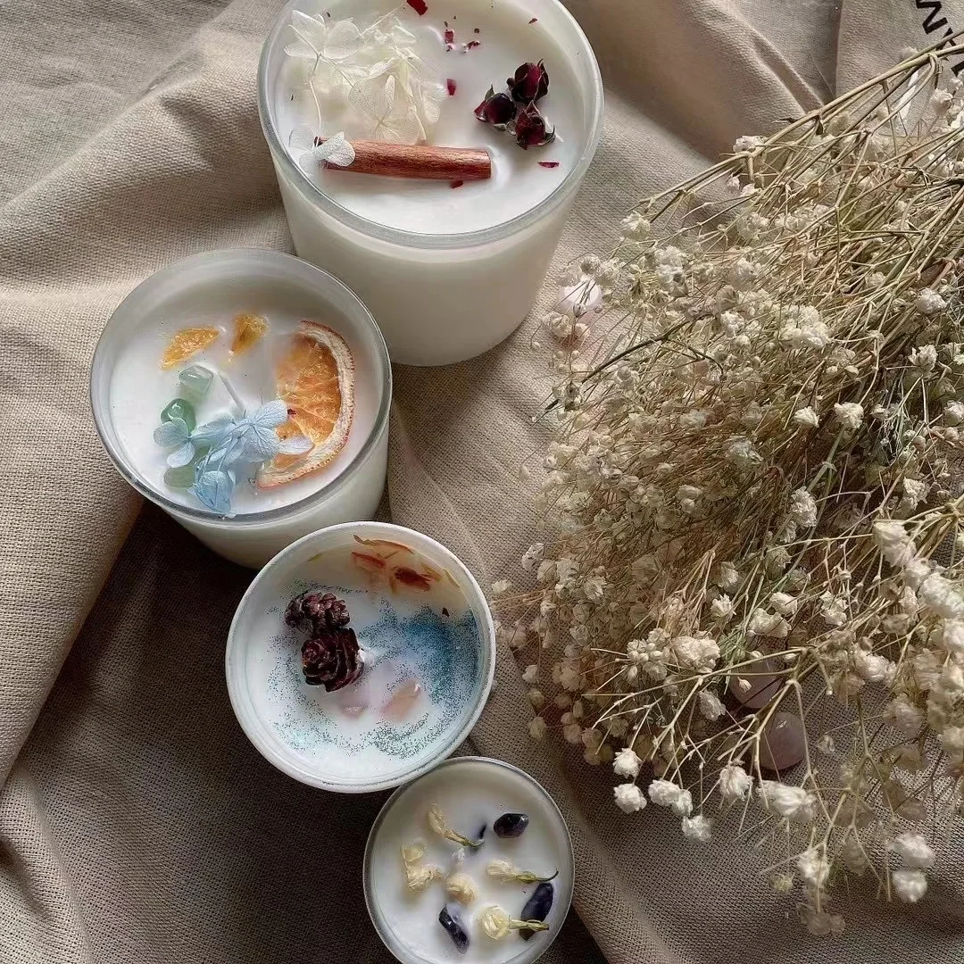 Bulk Wholesale Decorative Scented Candles with Dry Flower