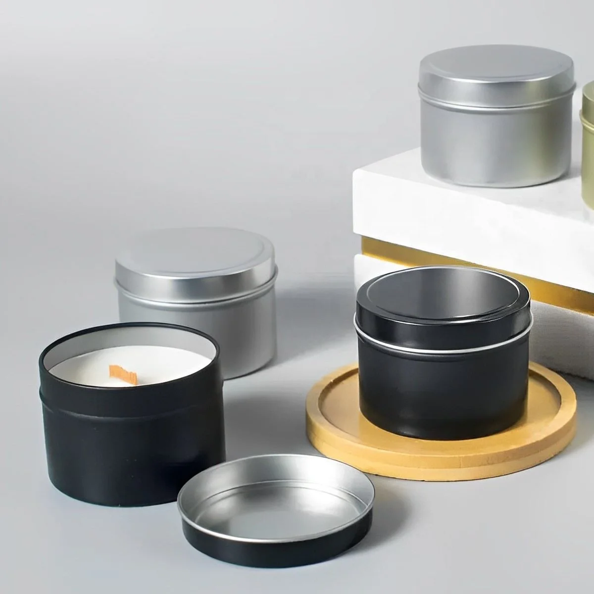 Custom Branded Scented Tin Candles with Healing Stone