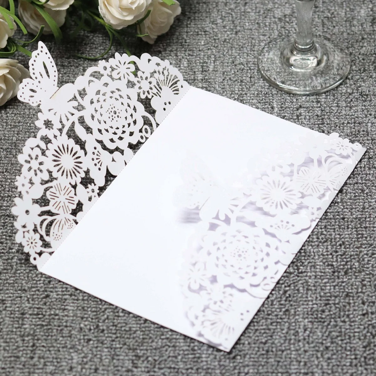 Custom Design Butterfly Lace Greeting Card Hollow Wedding Invitation Card