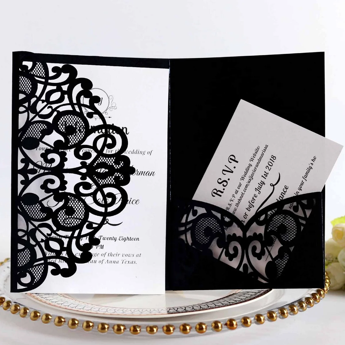 Custom Printed Embossed Hollowed Party Banquet Wedding Invitation Card
