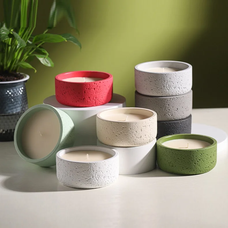 Customized Aromatic Cement Jar Decorative Soy Candles for Home