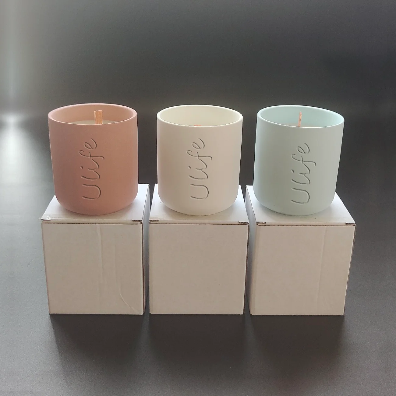 Engraving Logo Matte Ceramic Jar Unique Soy Candles
