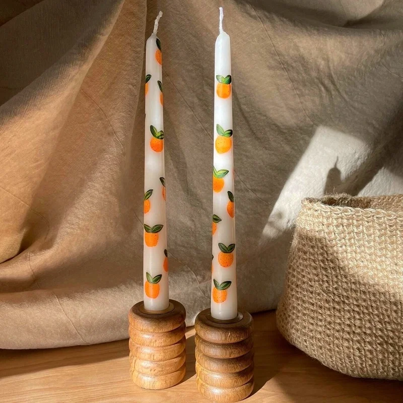 Factory Supply Long Stick Customized Hand Painted Taper Candles Gift Set
