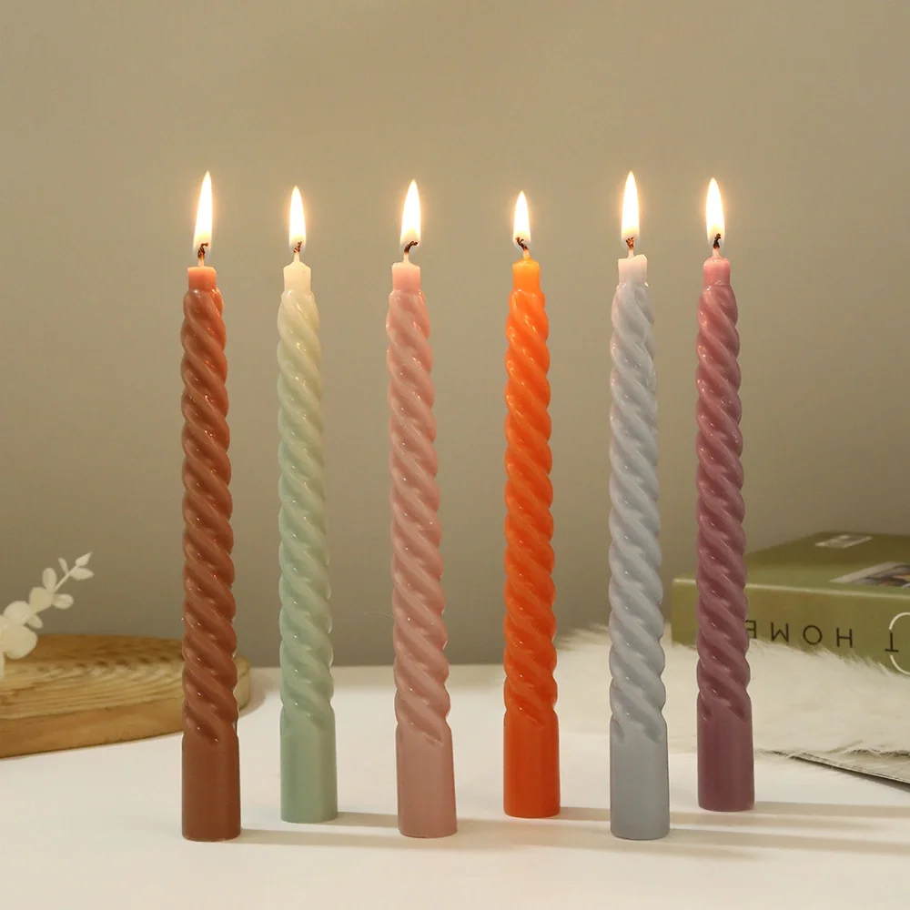 Festive Dinner Wedding Party Decorative Long Taper Spiral Candles