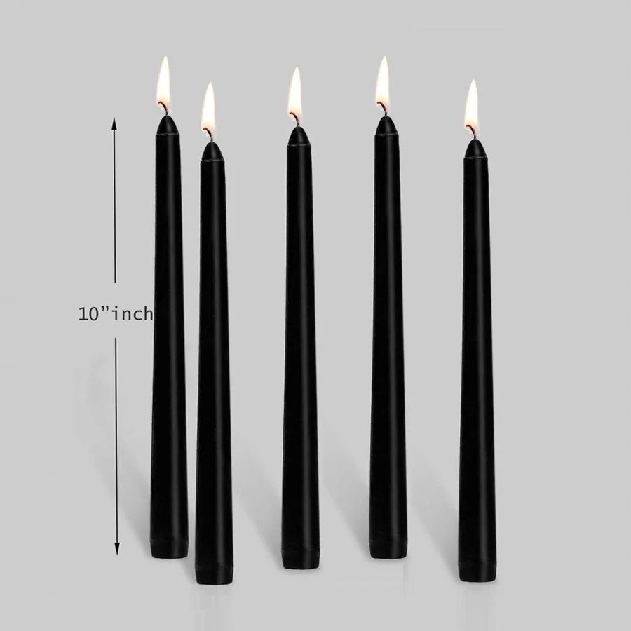H25cm Smokeless Home Table Centerpiece Decoration Black Taper Candles