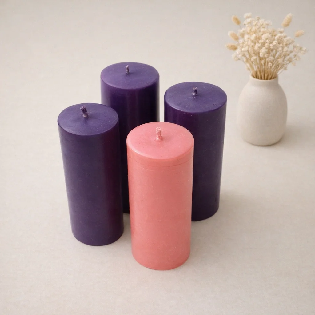 Handmade Church Decoration Advent Pillar Candle Sets