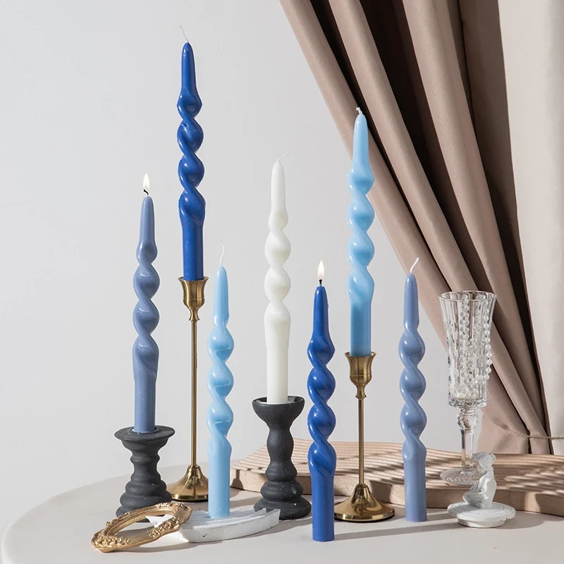 Handmade Valentines Home Easter Party Decoration Multicolor Spiral Taper Candles