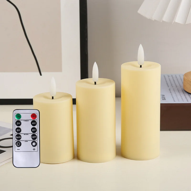 Ivory Plastic Flameless Candles with Flickering Flame for Wedding Christmas