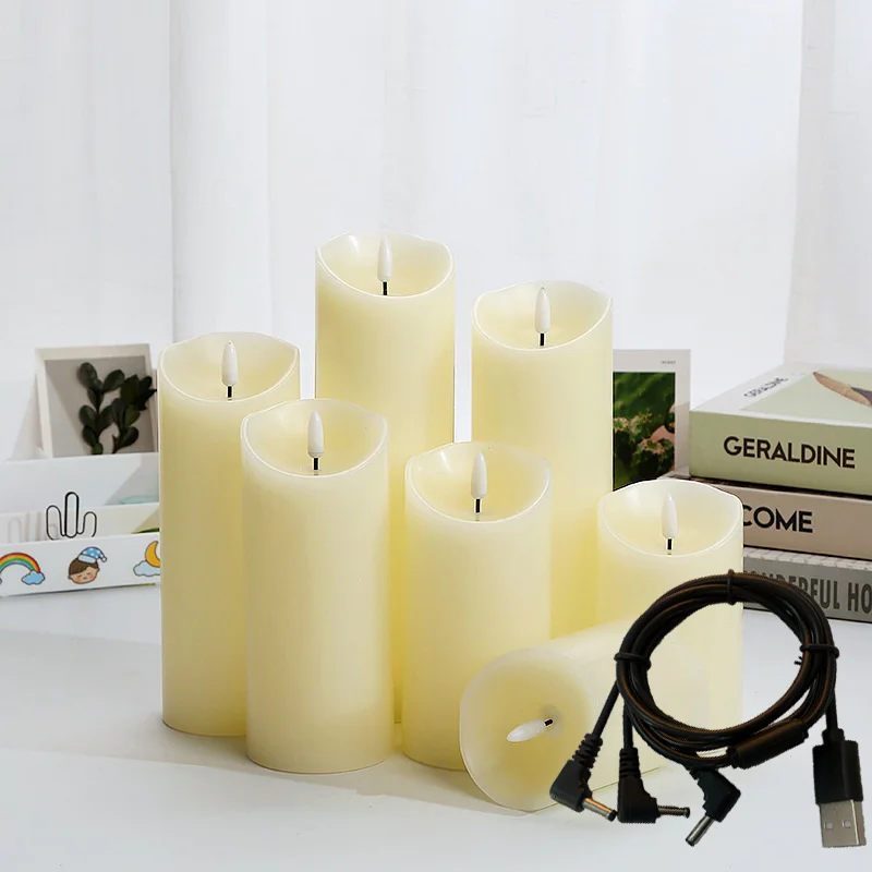 Ivory Wax Rechargeable LED Candles with Timer