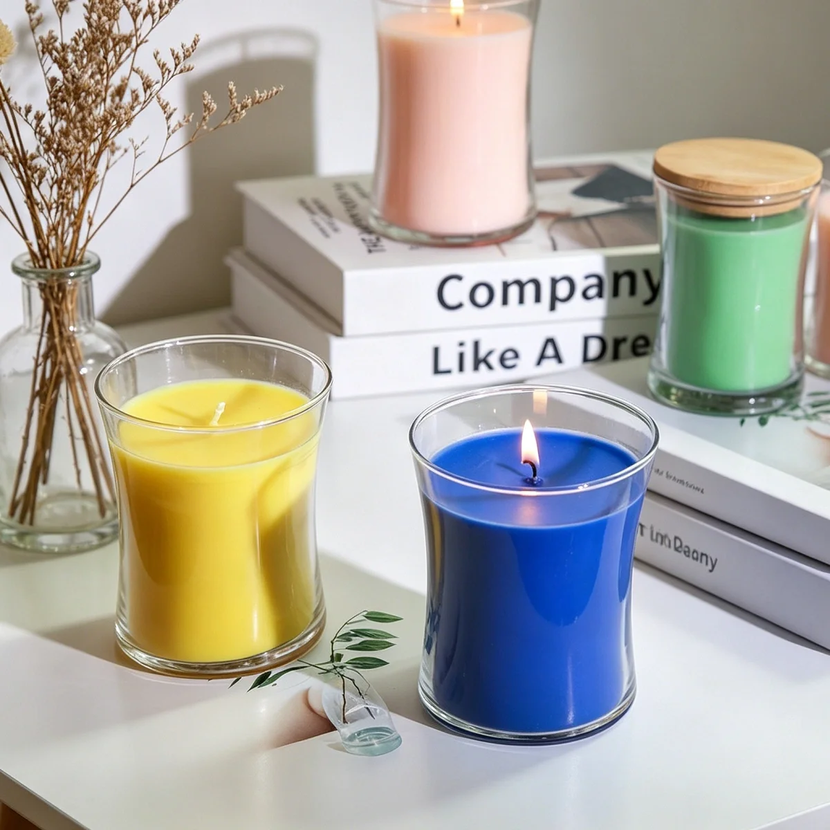 Lemon Mint Non-toxic Fragrance Candles for Table Centerpiece Decoration
