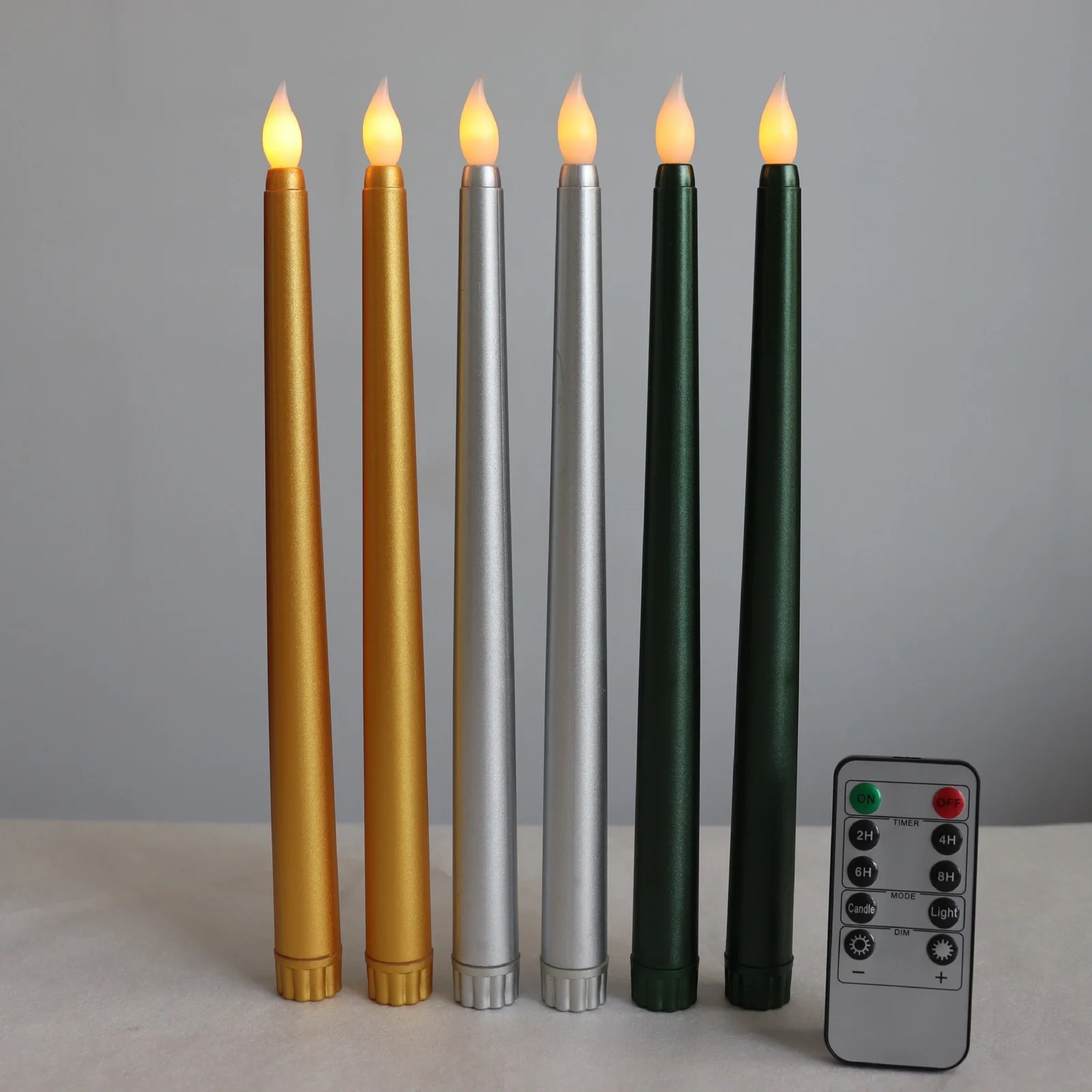 Long Stick Glitter Color Remote Control LED Taper Candles