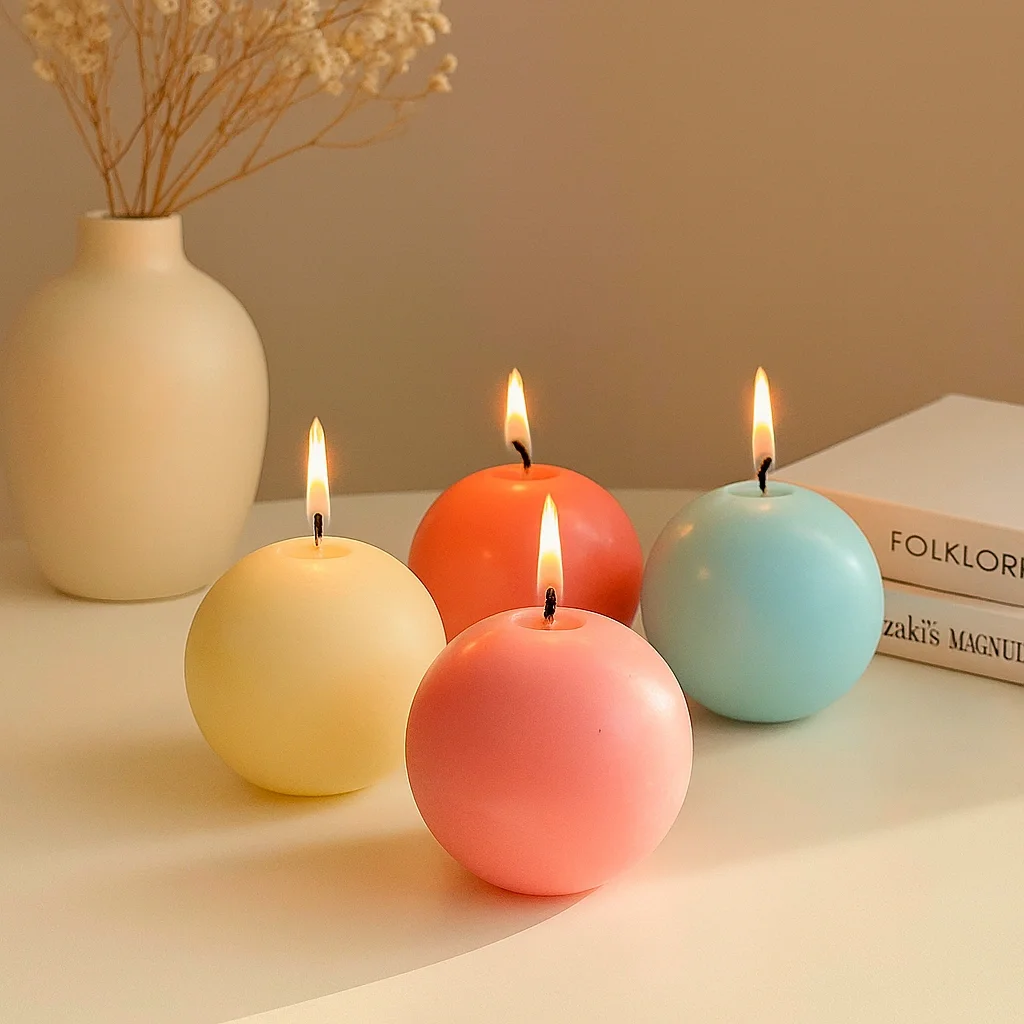 ODM/OEM Hand Poured Round Ball Pillar Candles for Wedding Home Decor