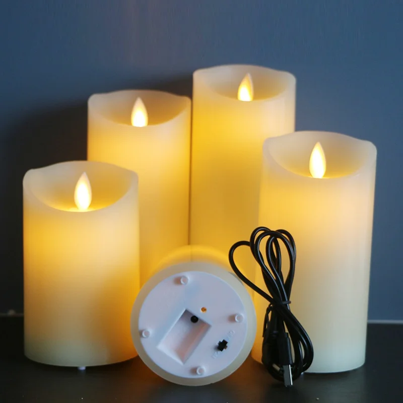 Paraffin Wax Flickering USB Rechargeable Flameless Candles for Concert