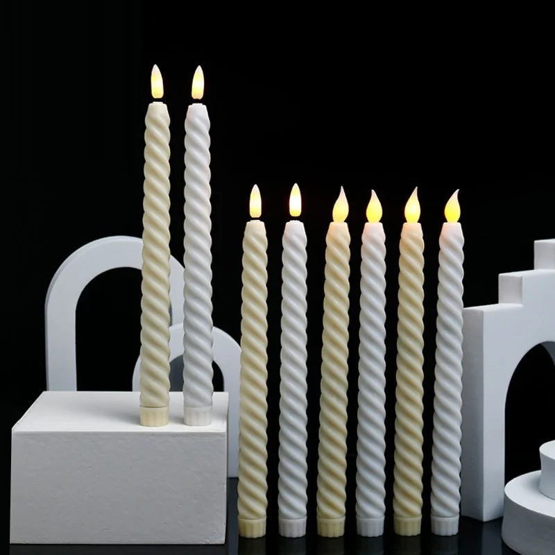 Remote Control Long Lasting Flameless Spiral Candles for Dinner Decor