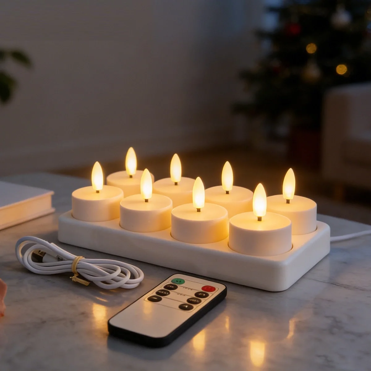 Remote Control Rechargeable Tea Lights with Timer for United States Market
