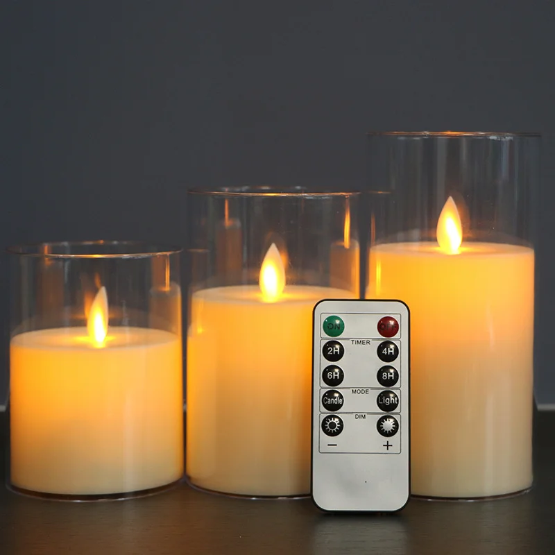 Remote Control Simulated Flameless Acrylic Cup LED Candle