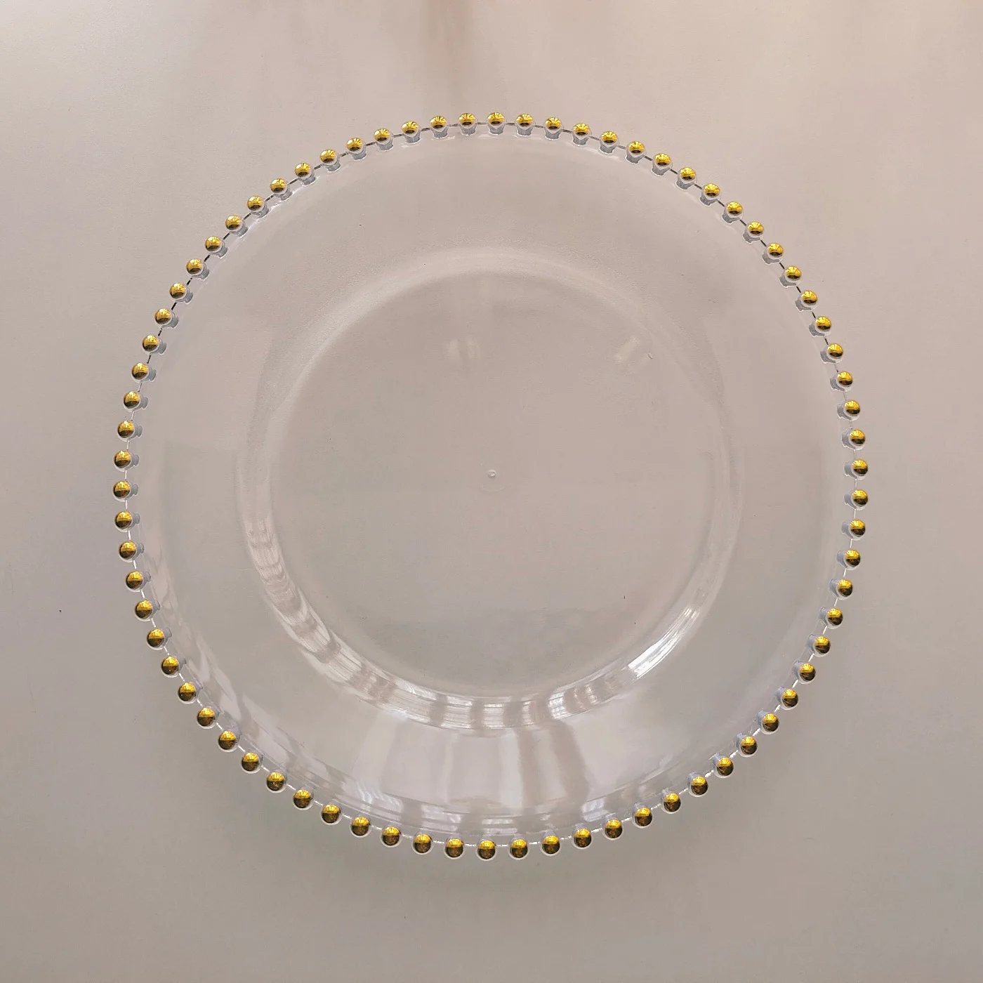 Round 13 inch Acrylic Underplate Plastic Charger Plate with Bead Rim for Dinner
