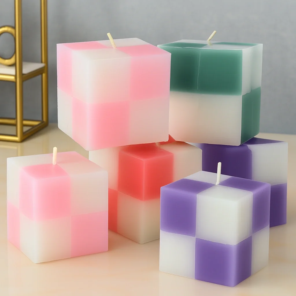 Smokeless Odorless Luxury Multi-color Cubic Pillar Candles