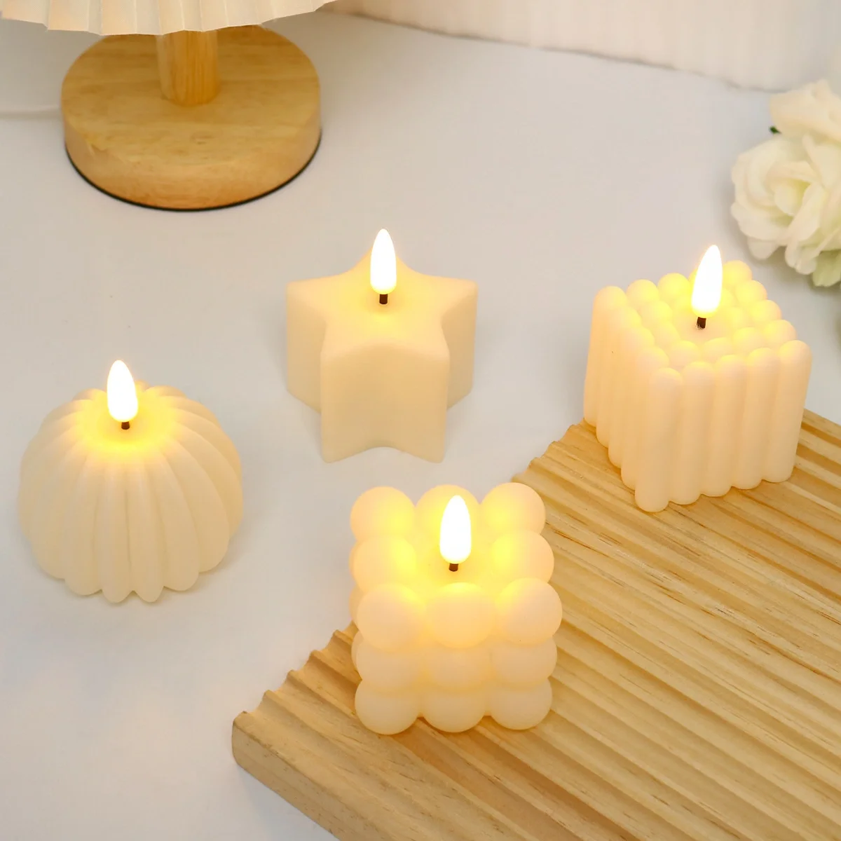 Star Pumpkin Shape Warm Light LED Candles for Christmas Atmosphere