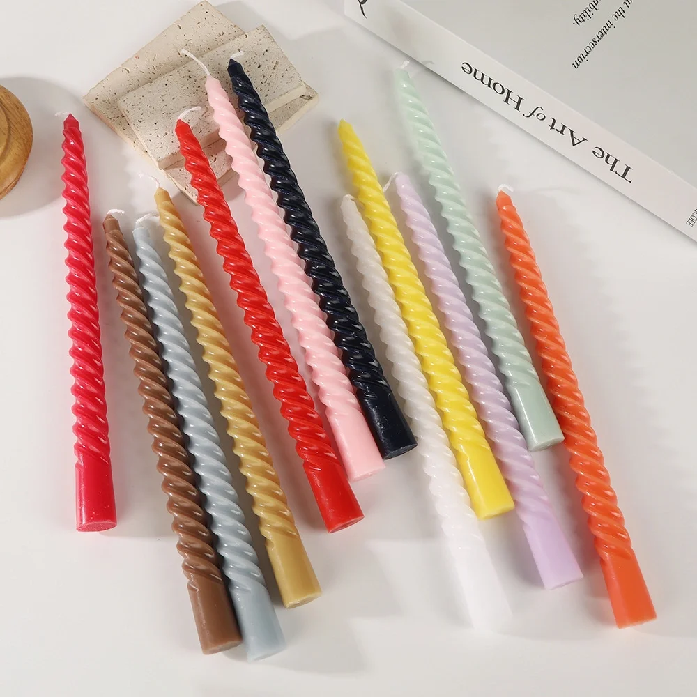 Twisted Cotton Wick Household Spiral Taper Candles for Birthday Party Decor