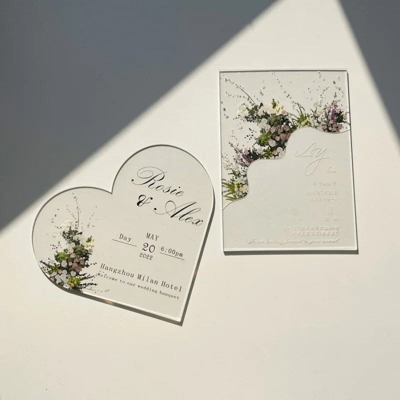 Unique Design Custom Printing Acrylic Clear Wedding Invitations Card for Banquet