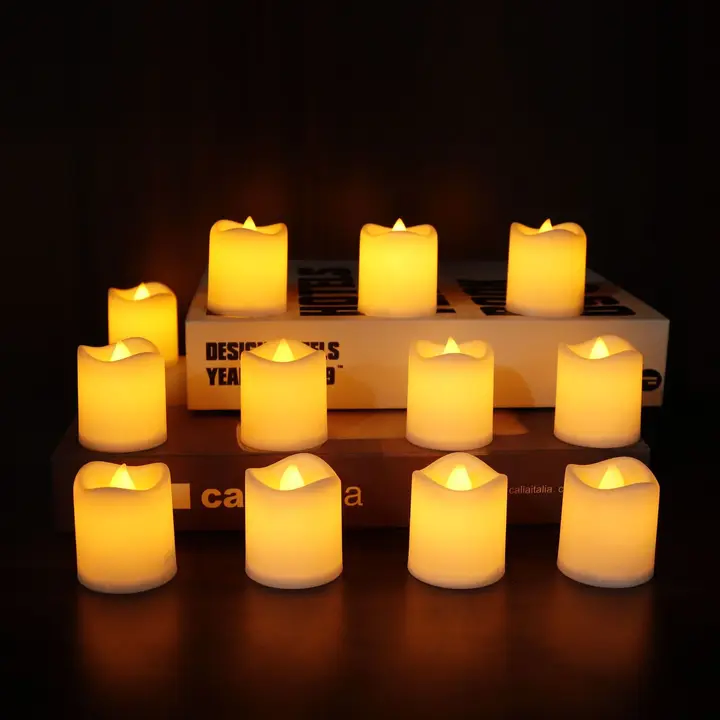 Wave Top LED Flickering Flameless Tealight Candles for Christmas Halloween