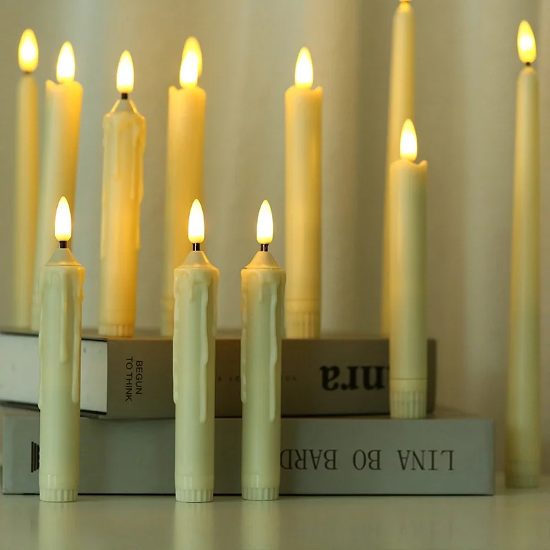 Wholesale 3D Flame Flicker Light LED Taper Candle for Decor