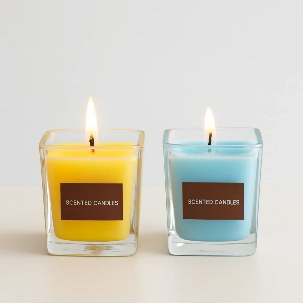 Wholesale Brand Smokeless Fragrance Candles in Square Glass Jars