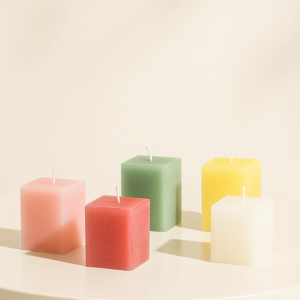 Wholesale Colored Decorative Square Pillar Candles for Home Birthday